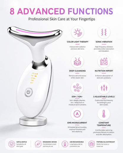 EMS RED LIGHT THERAPY FACE NECK LIFT WRINKLE REMOVER TIGHTEN MASSAGER